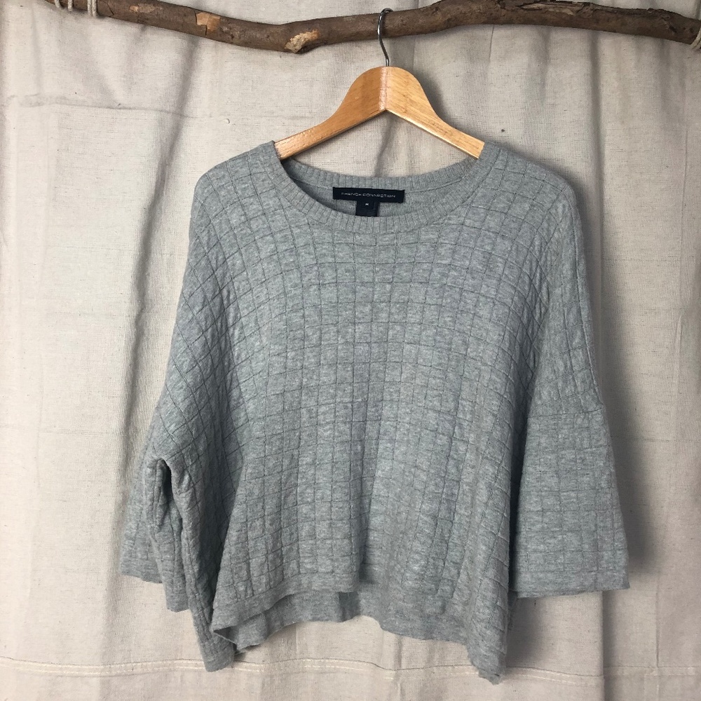 French Connection Cropped Quilted Grid Sweater
